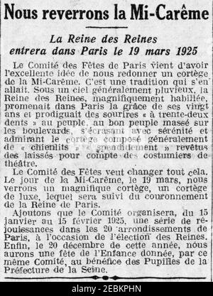 Nous révérons la mi-Carême - Paris-soir - 20 novembre 1924. Banque D'Images