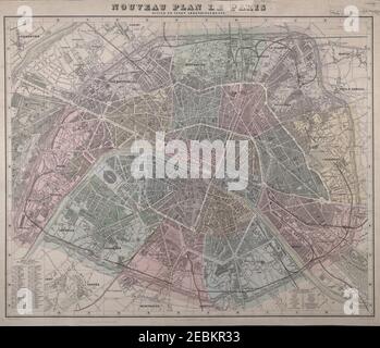 Nouveau plan de Paris divisé en vingt arrondissements - Universitäts- und Landesbibliothek Darmstadt. Banque D'Images