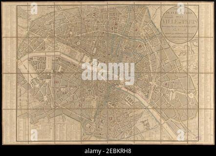 Nouveau plan de la ville de Paris... 1836 - Centre de cartes Norman B. Leventhal. Banque D'Images