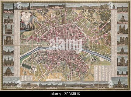 Nouveau plan routier de la ville et faubourgs de Paris par Pichon, 1783 - Banque D'Images