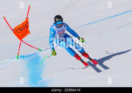 Cortina (BL, Italie. 12 février 2021. Cortina (BL), Italie, Vertigine, 12 février 2021, 2021 FIS CHAMPIONNATS DU MONDE DE SKI ALPIN, TRA - DH FEMMES Cortina d'Ampezzo, Vénétie, Italie 2021-02-12 - le vendredi montre l'image SCHIEDER Florian (ITA) pendant 2021 FIS Championnats du monde DE SKI alpin - entraînement Downhill - hommes - course de ski alpin crédit: Sergio Bisi/LPS/ZUMA Wire/Alay Live News Banque D'Images