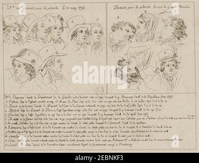 Numéro des portraits pour la planche le 31 mai 1793 - portraits pour la planche la nuit du 9 au 10 thermidor. Banque D'Images