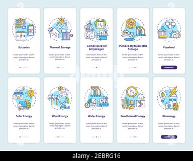 Écran de la page d'application mobile d'intégration du système d'énergie solaire avec ensemble de concepts Illustration de Vecteur