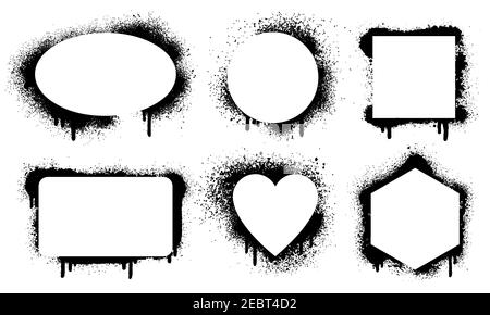 Vaporisez des cadres qui s'égouttent. Peinture éclaboussures bordures géométriques abstraites. Texture grunge peinture splash cadres scénario jeu d'illustrations Illustration de Vecteur