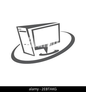 PC avec icône de moniteur isolée sur fond blanc de la collection d'ordinateurs. PC avec icône de moniteur tendance et moderne. Illustration vectorielle EPS.8 EPS.10 Illustration de Vecteur