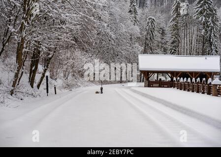 Paysage d'hiver dans la vallée de Szalajka Hongrie. Paysage incroyable dans le parc national de Bukk près de Miskolc City. À côté de la ville de Lillafured. Belle vue Banque D'Images