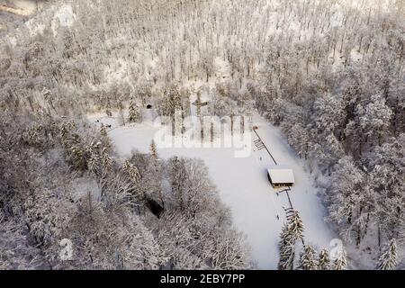 Paysage d'hiver dans la vallée de Szalajka Hongrie. Paysage incroyable dans le parc national de Bukk près de Miskolc City. À côté de la ville de Lillafured. Belle vue Banque D'Images