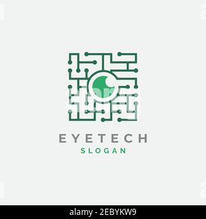 Modèle vectoriel de symbole de conception de logo Eye Technology Illustration de Vecteur