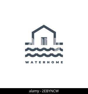 Modèle vectoriel de symbole d'illustration du logo de la maison de l'eau Illustration de Vecteur