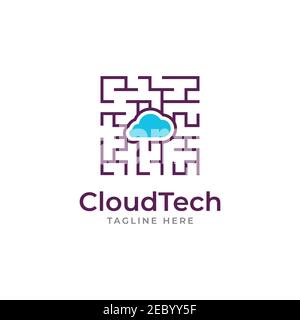 La technologie Cloud logo design modèle vectoriel Illustration de Vecteur