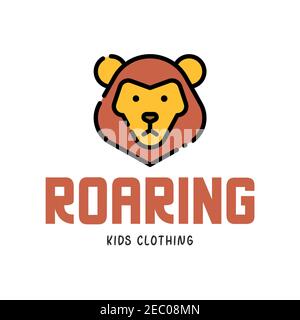 logo de vêtements pour enfant orné d'un joli lion Banque D'Images