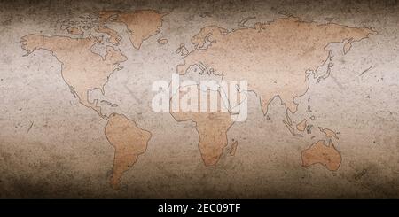 Carte historique du monde antique sur fond de texture papier. Belle carte du monde dans une couleur claire Banque D'Images