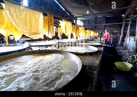 Village de tofu dans la commune de My Hoa, province de Vinh long, Viet Nam - 7 février 2021 : usine de tofu dans la commune de My Hoa, province de Vinh long, Vietnam Banque D'Images