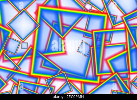 Motif géométrique cubique chaotique en tricolore Banque D'Images
