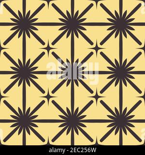 Motif géométrique sans couture, décoration en carreaux carrés d'étoiles décoratives en gris. La couleur jaune de l'arrière-plan est facile à changer Illustration de Vecteur