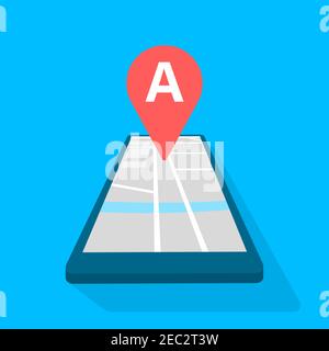 Carte de l'écran du smartphone avec arrêt de bus Illustration de Vecteur