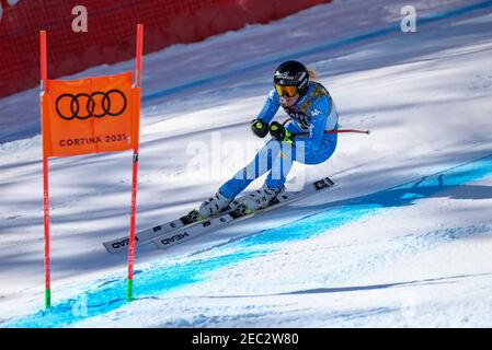 Olympia delle Tofane, Cortina (BL), Italie. 13 février 2021. Pirova Laura (ita) en action pendant les Championnats du monde DE SKI alpin 2021 FIS - descente - femmes, course de ski alpin - photo Franco Debernardi/LM crédit: LiveMedia/Alay Live News Banque D'Images