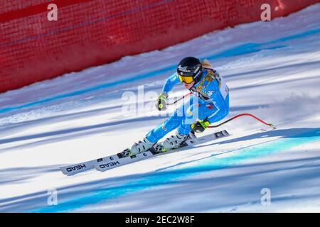 Olympia delle Tofane, Cortina (BL), Italie. 13 février 2021. Pirova Laura (ita) en action pendant les Championnats du monde DE SKI alpin 2021 FIS - descente - femmes, course de ski alpin - photo Franco Debernardi/LM crédit: LiveMedia/Alay Live News Banque D'Images