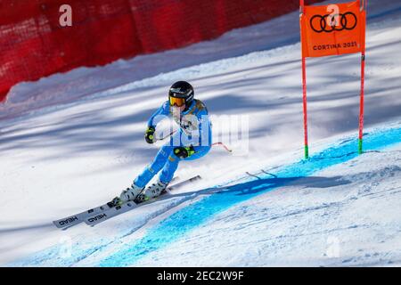 Olympia delle Tofane, Cortina (BL), Italie. 13 février 2021. Pirova Laura (ita) en action pendant les Championnats du monde DE SKI alpin 2021 FIS - descente - femmes, course de ski alpin - photo Franco Debernardi/LM crédit: LiveMedia/Alay Live News Banque D'Images