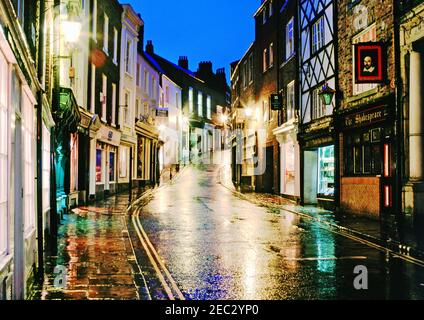 Sadler St de nuit, Durham, Angleterre Banque D'Images