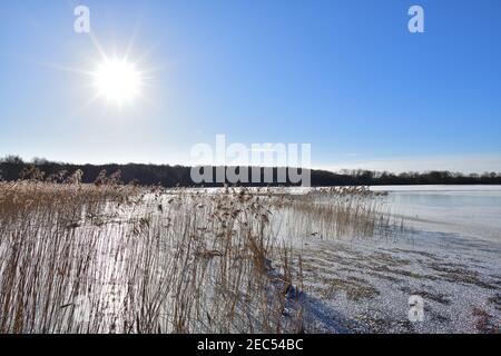 Scènes autour du réservoir Wintersett en hiver Banque D'Images