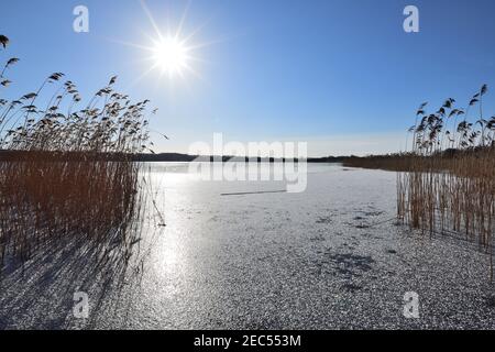 Scènes autour du réservoir Wintersett en hiver Banque D'Images