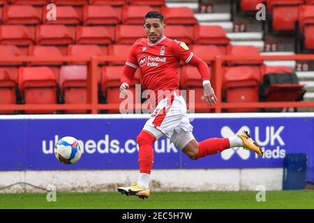 NOTTINGHAM, ANGLETERRE. 13 FÉVRIER ; Anthony Knockaert (28) de la forêt de Nottingham en action lors du match de championnat Sky Bet entre la forêt de Nottingham et Bournemouth au City Ground, Nottingham, le samedi 13 février 2021. (Credit: Jon Hobley | MI News) Credit: MI News & Sport /Alay Live News Banque D'Images