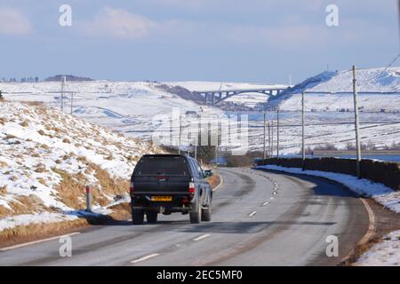 En regardant vers le pont de Scammonden depuis l'A58 Oldham Road à Rishworth. Banque D'Images