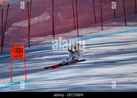 Cortina (BL, Italie. 13 février 2021. Cortina (BL), Italie, Olympia delle Tofane, 13 février 2021, WEIDLE Kira (GER) en action pendant 2021 FIS Championnats du monde ALPIN DE SKI - descente - femmes - course de ski alpin crédit: Luca Tedeschi/LPS/ZUMA Wire/Alay Live News Banque D'Images