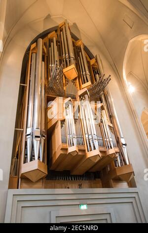 Reykjavik Islande - 1er novembre. 2019: L'orgue de l'église de Hallgrimskirkja Banque D'Images