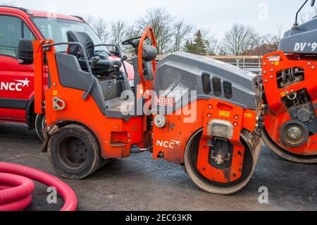 Vordingborg Danemark - janvier 19. 2018: Rouleau sur un chantier de construction Banque D'Images