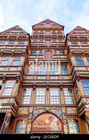 Impressionnant bâtiment Finanzzentrum à Hildesheim, Basse-Saxe, Allemagne. Banque D'Images