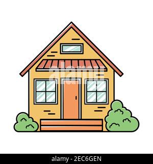 Icône de couleur d'une maison de campagne. Icône jardin. Logo Lineart Illustration de Vecteur