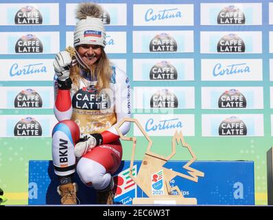 SUTER Corinne (SUI) Médaille d'or lors des Championnats du monde DE SKI alpin 2021 de la FIS - descente - femmes, course de ski alpin à Cortina (BL), Italie, février 13 2021 Banque D'Images