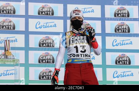 Cortina (BL, Italie. 13 février 2021. Cortina (BL), Italie, Olympia delle Tofane, 13 février 2021, MÉDAILLE de bronze GUT-BEHRAMI Lara (SUI). En 2021 FIS Championnats du monde DE SKI alpin - descente - femmes - course de ski alpin crédit: Sergio Bisi/LPS/ZUMA Wire/Alay Live News Banque D'Images