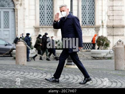 2/13/2021 - Lorenzo Guérini, nommé ministre de la Défense au nouveau gouvernement de Mario Draghi, arrive au Quirinale pour la cérémonie de serment (photo d'IPA/Sipa USA) Banque D'Images