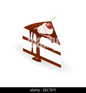 Gâteau au chocolat avec cerise. Illustration vectorielle Illustration de Vecteur