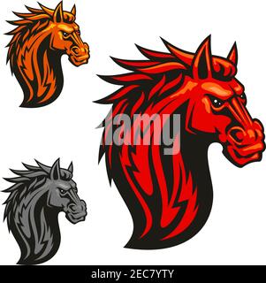 Jeu d'emblèmes d'échecs stylisés Fierce puissant. Icônes vectorielles de la manne de feu piquant pour emblème de club de sport, bouclier d'équipe, icône, badge, étiquette, tatouage Illustration de Vecteur