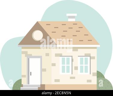 Illustration de la maison de ressort Vector pastel nature couleurs. Home main dessiné plat style isolé sur fond blanc. Appartement à louer, concept touristique Illustration de Vecteur