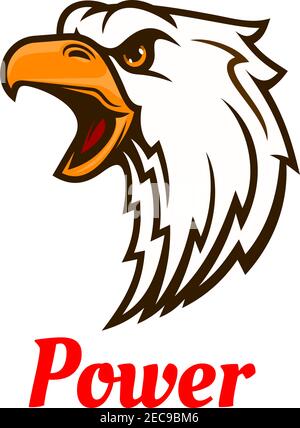 Symbole d'aigle hurlant avec tête d'oiseau agressif dans la posture d'attaque. Utilisation comme mascotte de sport ou tatouage design Illustration de Vecteur
