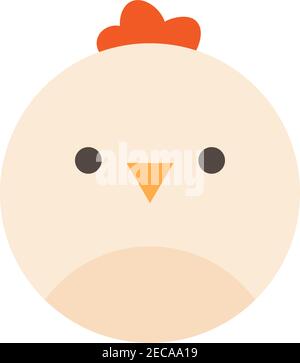 Joli motif vectoriel rond de poulet. Tête d'animal d'oiseau de poule, illustration du visage. Isolé. Illustration de Vecteur