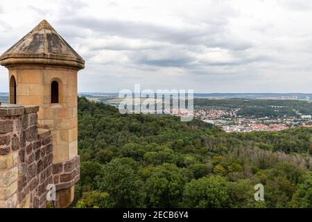 Vue panoramique depuis le château de Wartburg sur le paysage près d'Eisenach, Thuringe Banque D'Images