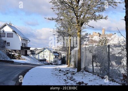 Village de Nürburg dans la neige Banque D'Images