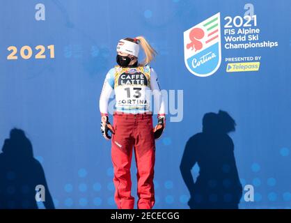 Lara GUT-BEHRAMI (SUI) Médaille de bronze lors des Championnats du monde de ski alpin FIS Cortina 2021, ski alpin féminin le 13 février 2021 à Cortina d’AMPE Banque D'Images