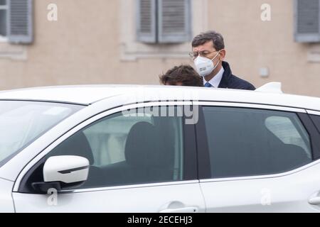 Rome, Italie. 13 février 2021. (2/13/2021) le ministre de l'innovation technologique Vittorio Colao quitte le Palais Quirinale après le serment du gouvernement Draghi (photo de Matteo Nardone/Pacific Press/Sipa USA) crédit: SIPA USA/Alamy Live News Banque D'Images