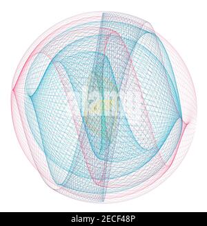 Chevauchement de lignes et de courbes qui constituent des compositions géométriques. Arrière-plan créatif et abstrait. Lignes colorées Banque D'Images