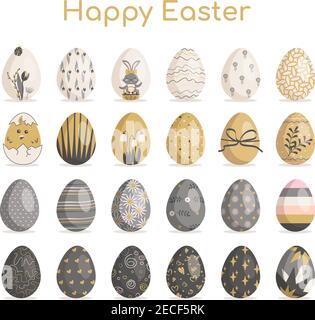 Grand ensemble d'œufs de Pâques Illustration de Vecteur