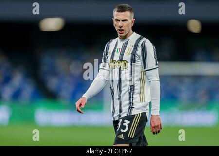 Federico Bernardeschi, attaquant italien de Juventus, regarde pendant le match de football de Serie A entre SSC Napoli et Juventus FC au stade Diego Armando Maradona, Naples, Italie, le 13 février 2021 Banque D'Images