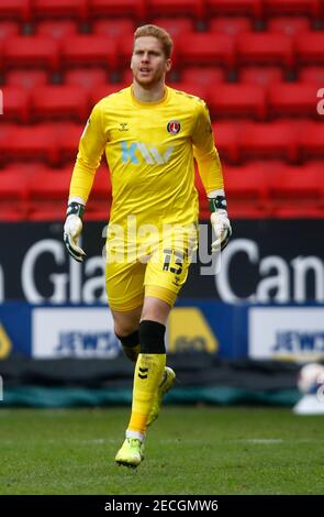 Woolwich, Royaume-Uni. 13 février 2021. WOOLWICH, Royaume-Uni, FÉVRIER 13:Ben Amos de Charlton Athletic lors de la Sky Bet League One entre Charlton Athletic et Gillinghamat the Valley, Woolwich le 13 février 2021 crédit: Action Foto Sport/Alay Live News Banque D'Images