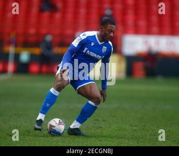 Woolwich, Royaume-Uni. 13 février 2021. WOOLWICH, Royaume-Uni, FÉVRIER 13: Ryan Jackson de Gillingham's pendant Sky Bet League One entre Charlton Athletic et Gillinghamat The Valley, Woolwich le 13 février 2021 crédit: Action Foto Sport/Alay Live News Banque D'Images